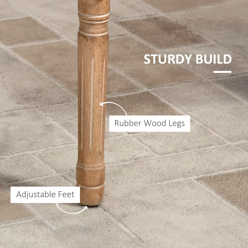 HOMCOM Krzesło do jadalni, krzesło kuchenne, dekoracyjne gwoździe, francuski rustykalny styl, drewno kauczukowe, kremowy, 54,5 x 59 x 96 cm