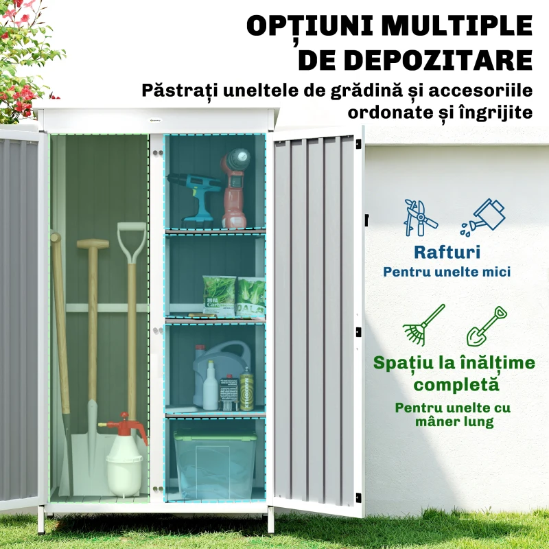 Outsunny Dulap de Exterior pentru Unelte cu 3 Rafturi Detasabile