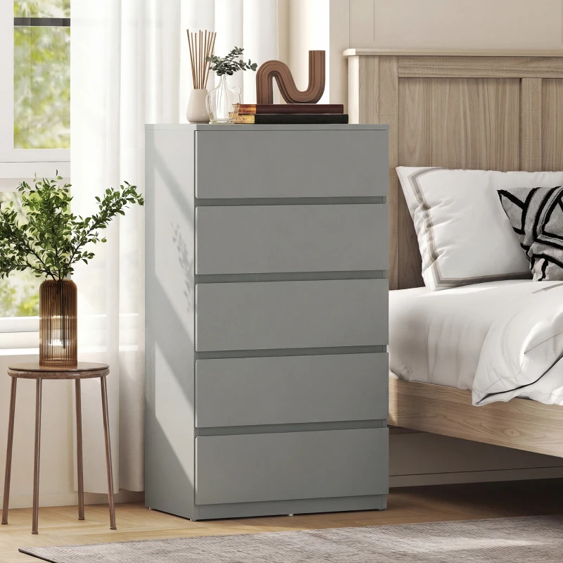 HOMCOM Chest of Drawers, 5-Drawer Storage Cabinets, Modern Dresser, Storage Drawer Unit for Bedroom