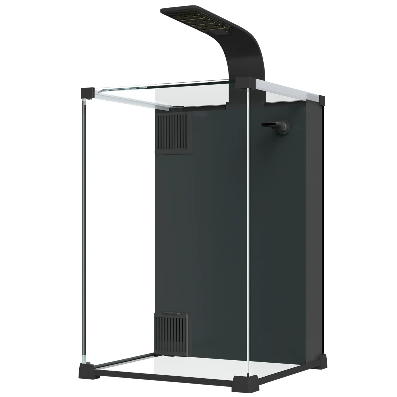 PawHut Conjunto Completo de Aquário 36L Nano com Iluminação LED Sistema de Filtragem Bomba Circulação 30 x 30 x 45,5 cm Preto