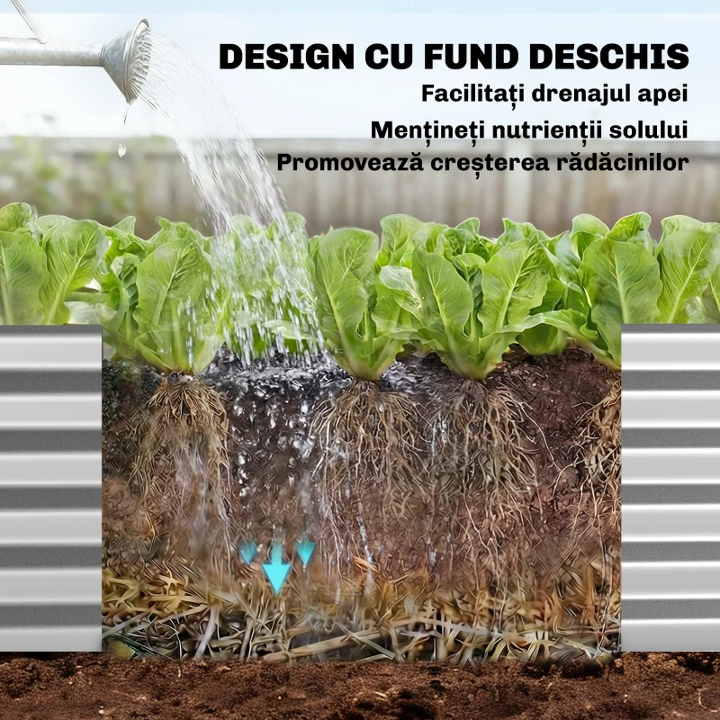 Outsunny Strat Înălțat de Grădină cu Seră și Jardinieră