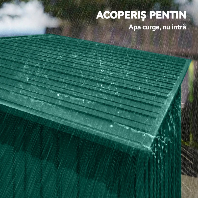 Outsunny Căsuță de Grădină din Metal cu Guri de Aerisire și Ușă Glisantă, 159x106x181 cm, Verde