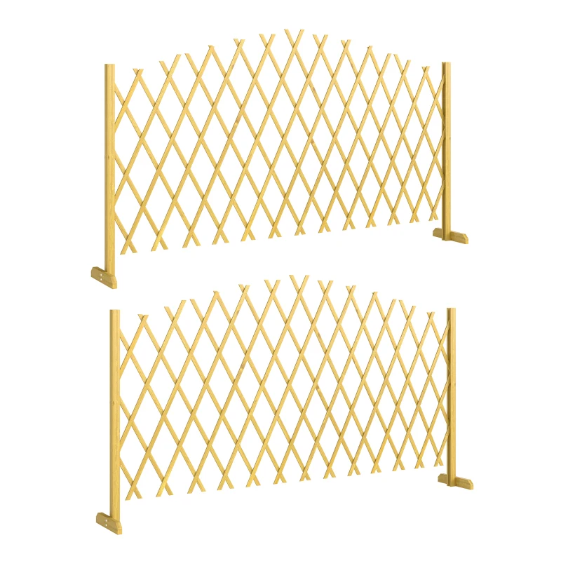 Outsunny Set mit 2 ausziehbaren Holz-Gartenzaun-Paneelen zur Terrassen-Dekoration 180x30x103 cm Natur
