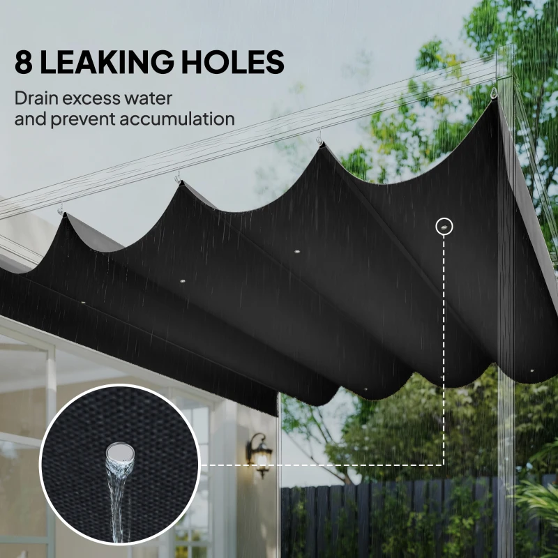 Outsunny Retractable Pergola Canopy Only, 3.92 x 3.5 m, UV30+ Replacement Canopy Cover for 4 x 3 m Pergola, Dark Grey