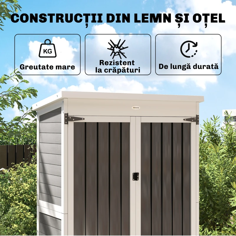 Outsunny Dulap de Exterior pentru Unelte cu 3 Rafturi Detasabile