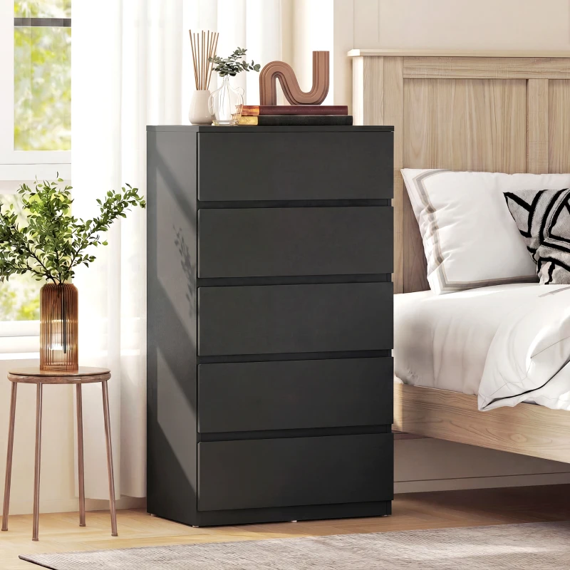 HOMCOM Chest of Drawers, 5-Drawer Storage Cabinets, Modern Dresser, Storage Drawer Unit for Bedroom