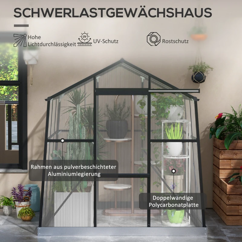 Outsunny Kas Kweekhuis Kweekbed, weerbestendig, 192 x 192 x 203 cm, Zwart