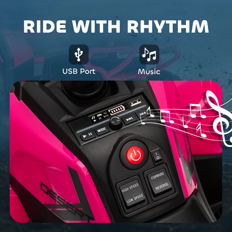 AIYAPLAY 12V Kids Electric Ride on ATV, Battery-Powered Quad Bike w/ Spring Suspension, Forward Backward, Storage Basket, Pink