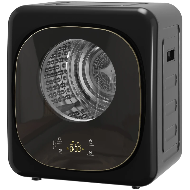 HOMCOM 4kg Vented Tumble Dryer with 5 Drying Mode, 800W Compact Freestanding Front Tumble Dryer Black