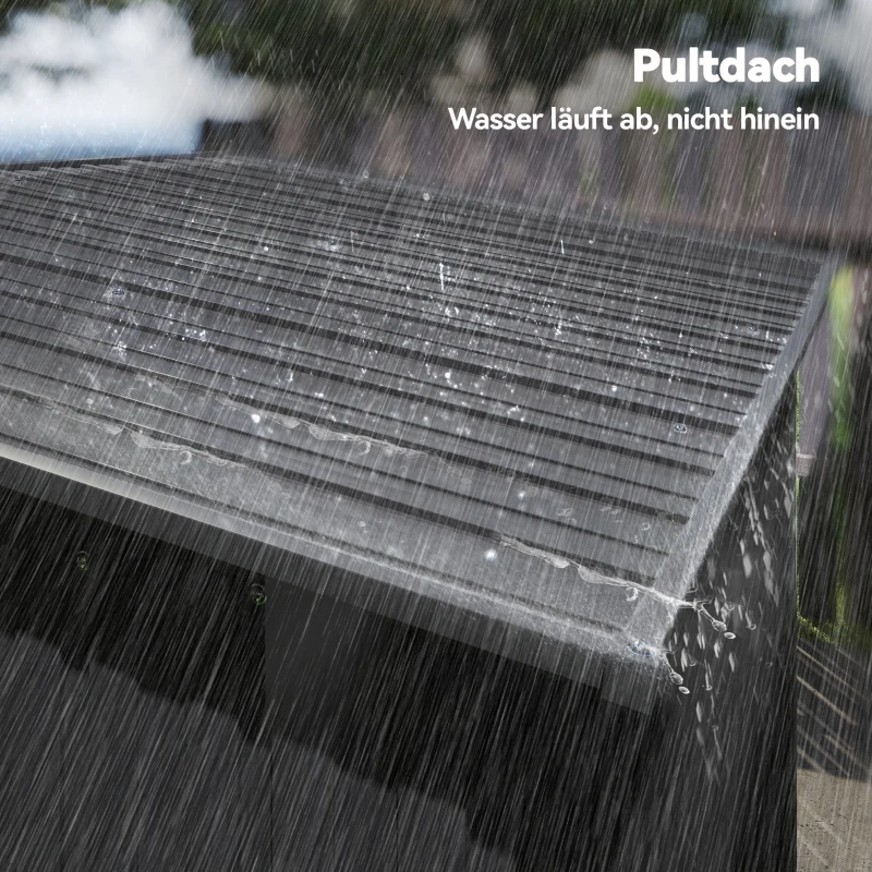 Outsunny Metall Gerätehaus 1,37 m², Geräteschuppen mit müheloser Montage Pultdach Schiebetür Lüftungen Handschuhen
