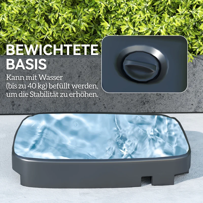 Outsunny Ampelschirm 247 x 247cm neigbar Sonnenschirm mit Doppeldach Kurbel Ständer Wasserabweisend Dunkelgrau