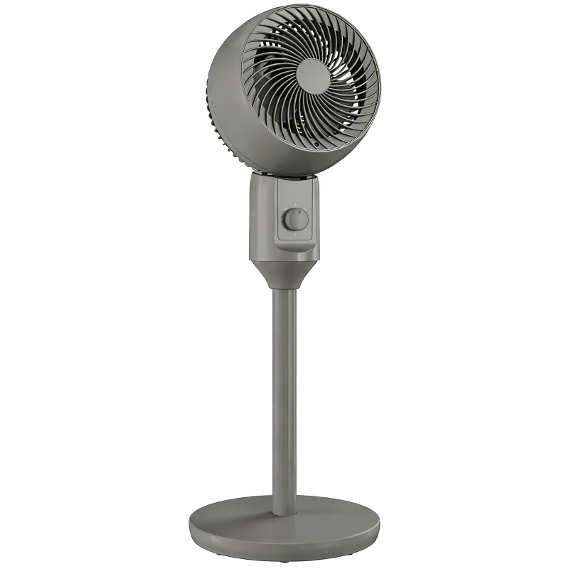 HOMCOM Air Circulator Fan Pedestal Cooling Fan with 3 Speed and Carry Handle, 9 Inch, Grey