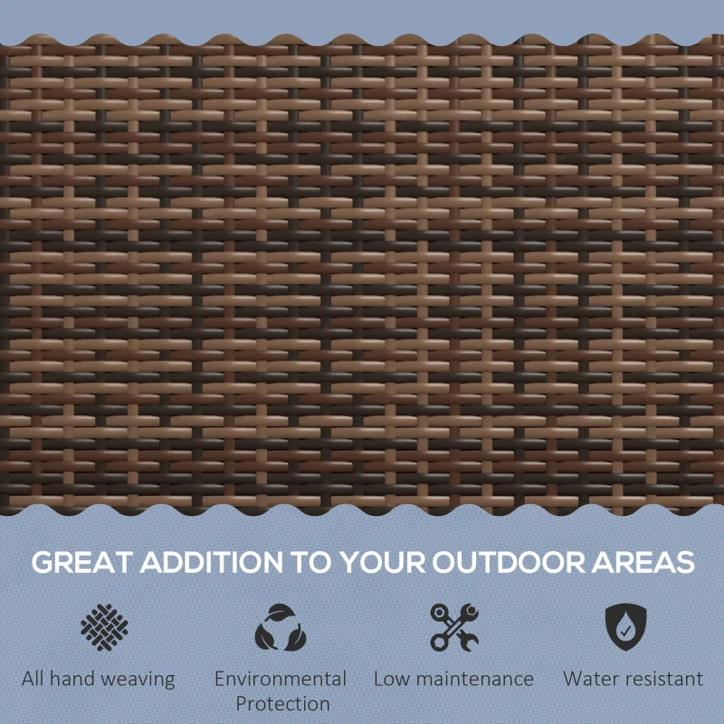 Outsunny All Weather Wicker Garden Loveseat, 2 Seater Poly Rattan Garden Bench, Outdoor Seating Bench Brown