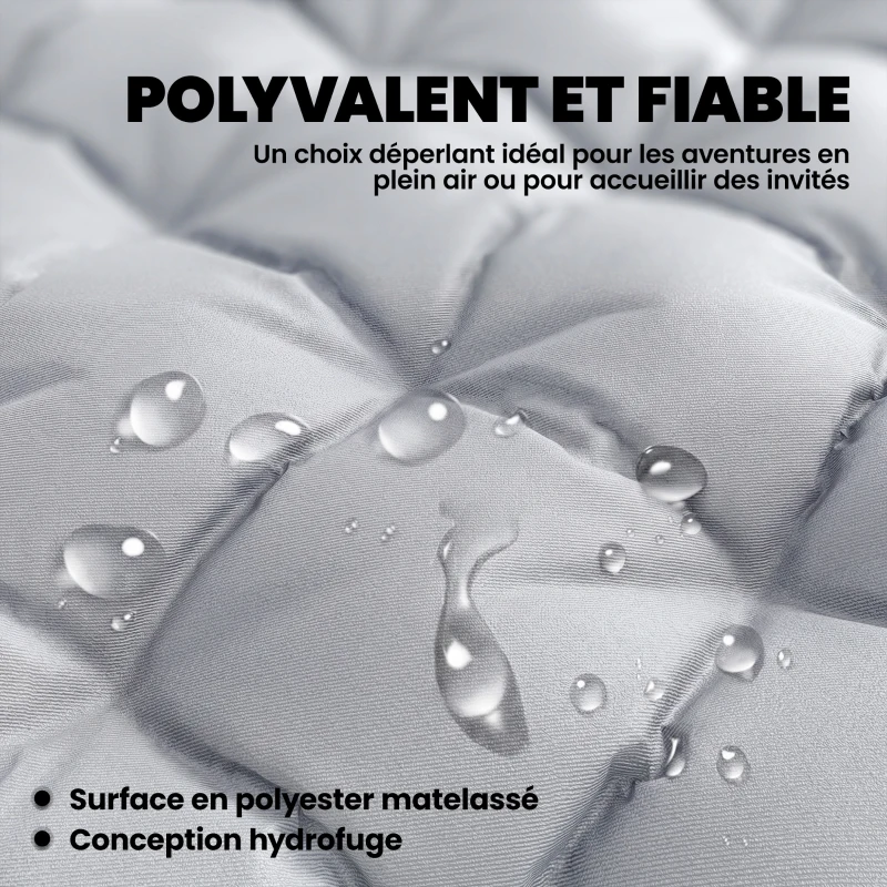 Outsunny Matelas de camping pliable, tapis de couchage 7,6 cm d'épaisseur, avec quatre sangles élastiques aux coins, gris clair