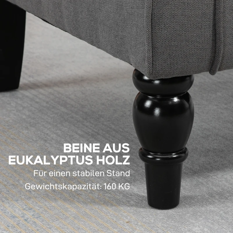 HOMCOM Elegante Oorfauteuil, Dik Gepolsterd, Afneembare Hoes, 74 x 86 x 102 cm, grijs+zwart(m-7)