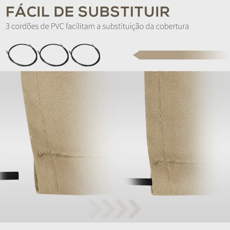 Outsunny Teto de Substituição para Telhado 382x240 cm Lona para Telhado com Dobras Proteção UV Impermeável para Pátio Bege