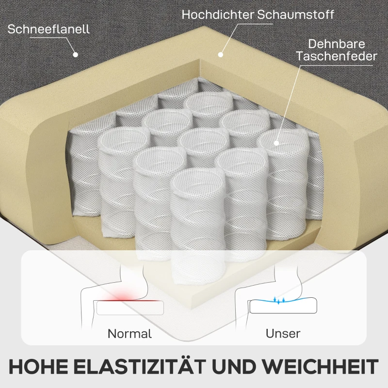 HOMCOM Elegante Oorfauteuil, Dik Gepolsterd, Afneembare Hoes, 74 x 86 x 102 cm, grijs+zwart(m-5)