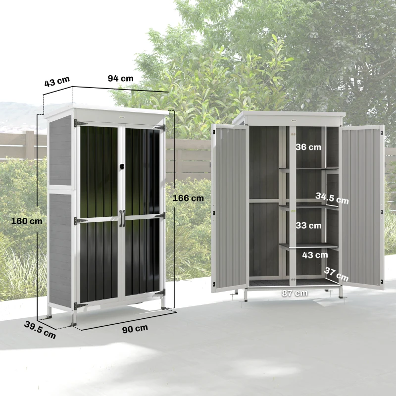Outsunny Dulap de Exterior pentru Unelte cu 3 Rafturi Detasabile