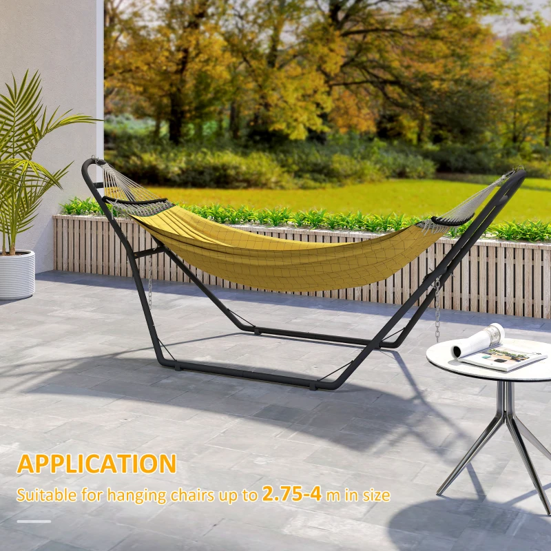 Outsunny 9ft Hammock Stand Adjustable Hammock Frame with Non-Slip Feet for Indoor Outdoor, 250 kg Capacity, Black