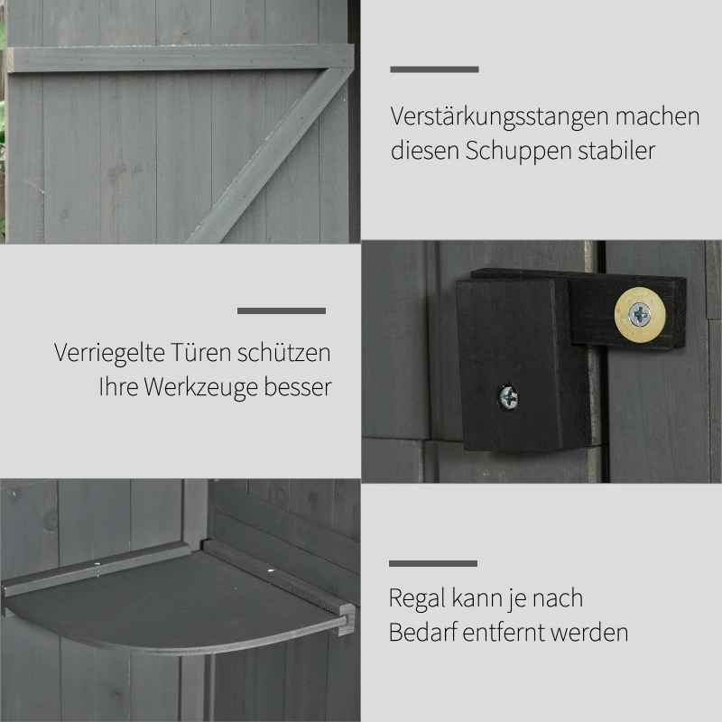 Outsunny Waterdichte Tuinkast 77 cm voor Tuin Gereedschap met Planken, Terracotta