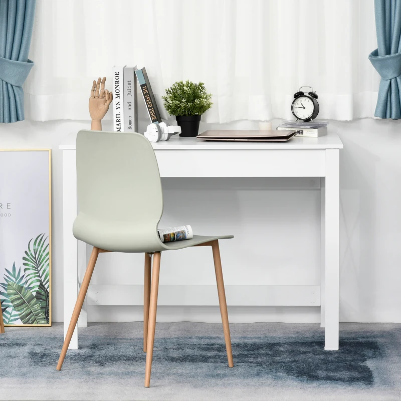 HOMCOM Scrivania porta PC dal Design Moderno e Minimal, in Legno e Acciaio, 105x50x76 cm, Bianco