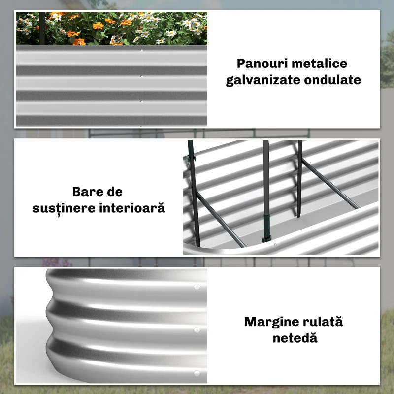 Outsunny Strat Înălțat de Grădină cu Seră și Jardinieră