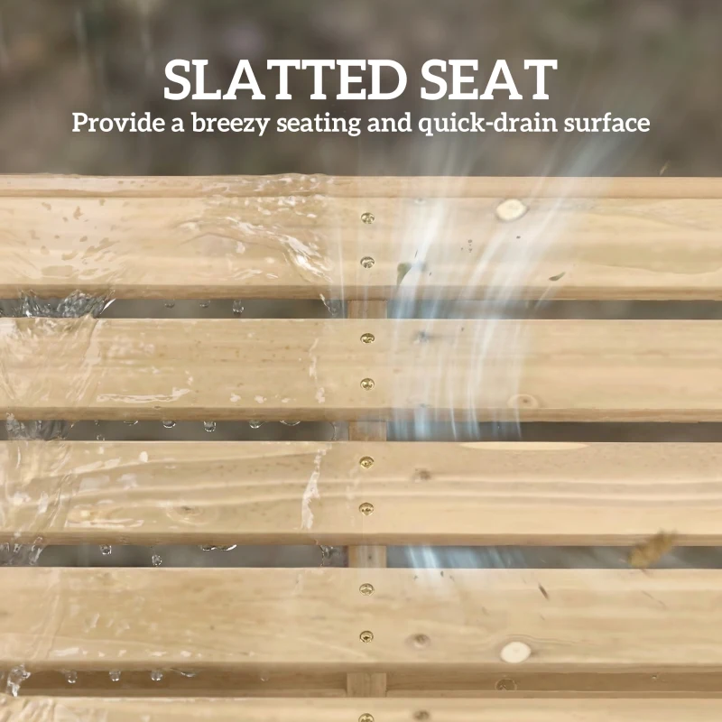 Outsunny Wooden Outdoor Bench, 2 Seater Garden Bench, Backless Patio Bench with Slatted Curved Seat, Natural Wood Finish