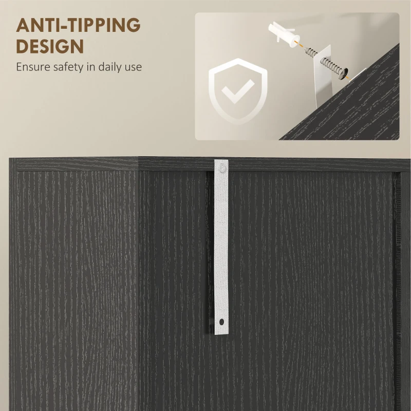 HOMCOM Keukenkast buffetskast met lade soft-close 80x35x180 cm zwart(m-7)