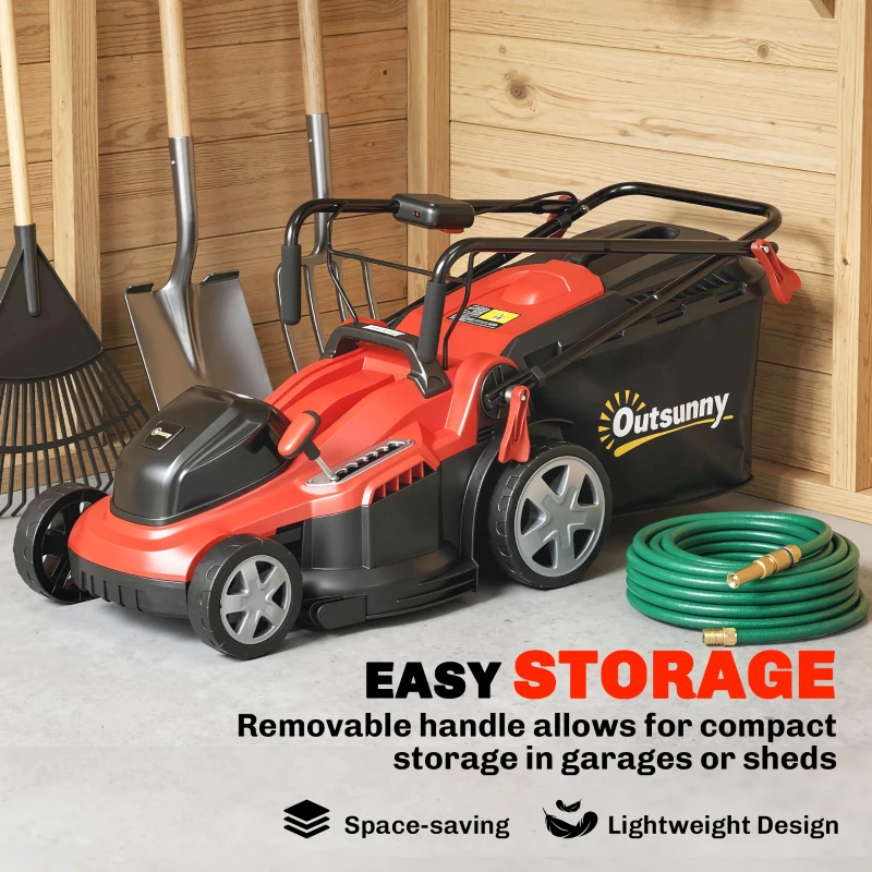 Outsunny Tosaerba elettrico 800W con taglio 40 cm e cesto 45L, 7 altezze di taglio