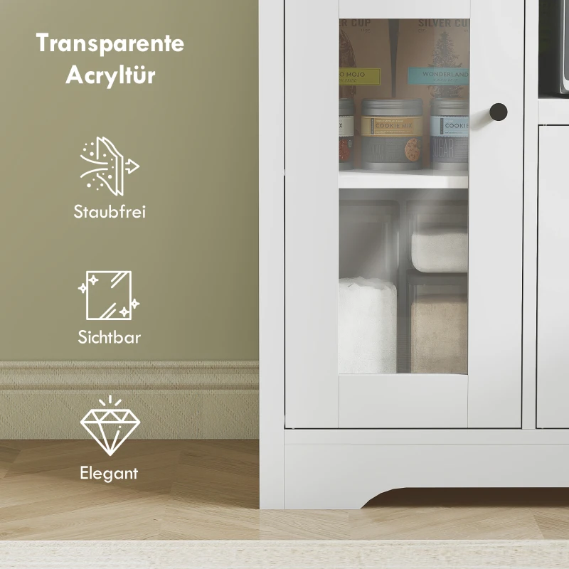 HOMCOM Keukenkast met Kabeldoorvoer, Commode met 2 Kasten, Open Vak, Lade, 80 x 35 x 72,2 cm, Spaanplaat, Wit(m-5)