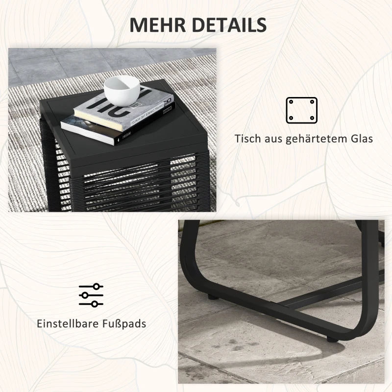 Outsunny 3-delige Bistroset Balkonset Terrasset, weerbestendig, modern design, 53 cm x 57 cm x 77 cm, Zwart + Grijs