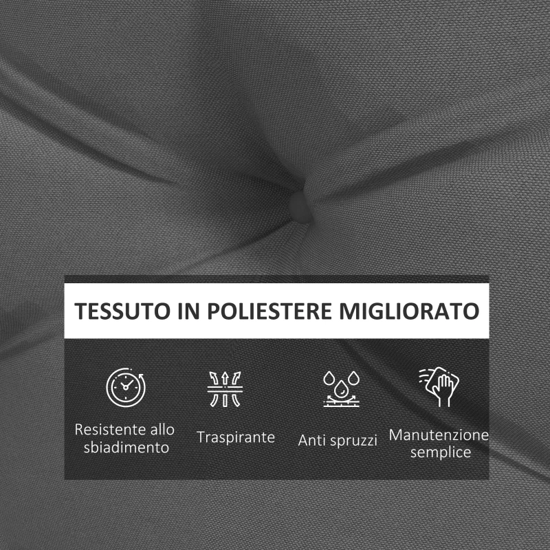 Outsunny Set 2 Pezzi Cuscini da Giardino per Divani e Pallet in Poliestere con Imbottitura Spessa, Grigio