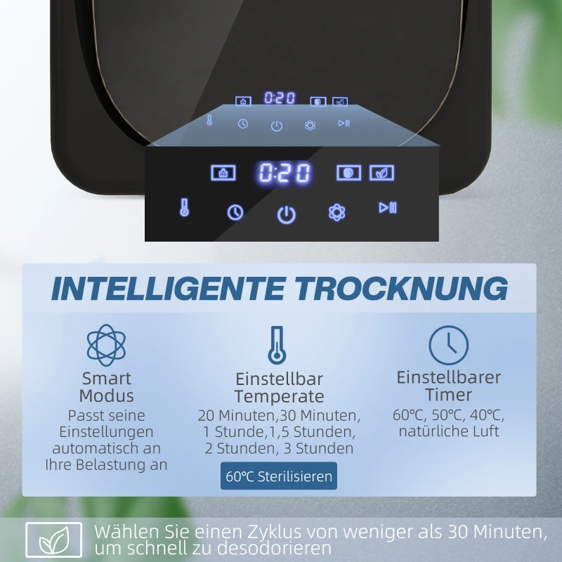 HOMCOM Wasdroger met UV-Desinfectie, Compact Ontwerp, 4 kg Capaciteit, Roestvrijstaal, Zwart