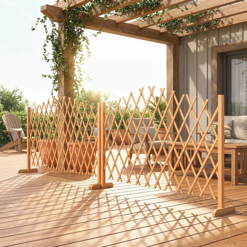 Outsunny Barrera 2 unidades Rejilla extensible autoportante con pies 180 x 30 x 103 cm Marrón