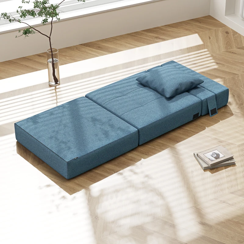 HOMCOM Slaapstoel, relaxfauteuil, logeerbed, afneembare hoes, 70 cm x 70 cm x 61 cm, donkerblauw