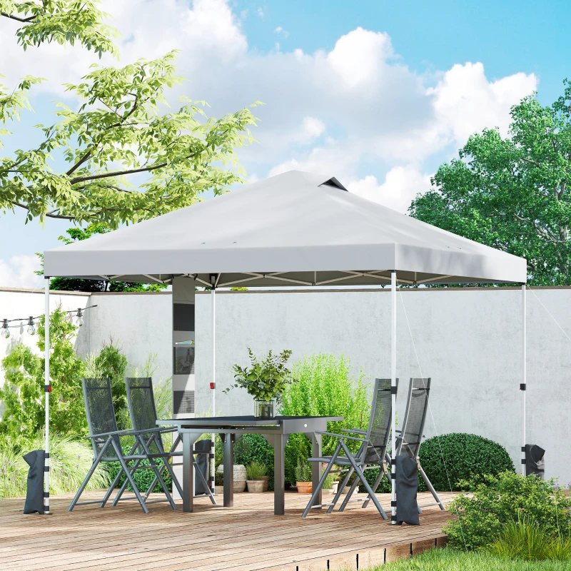 Outsunny Tenda de Jardim 3x3 m Pop-up Tenda Dobrável Proteção UV50+ Altura Ajustável 4 Sacos de Areia Bolsa de Transporte Branco