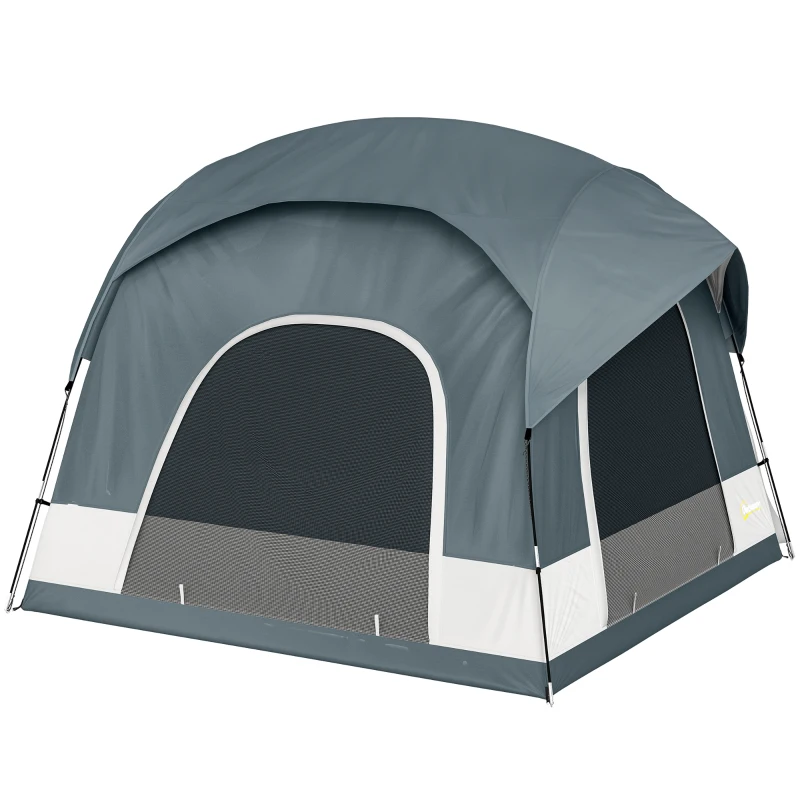 Outsunny Barraca de camping para 2-4 pessoas impermeável tenda familiar com 3 portas cobertura de chuva removível lona de chão bolsa de transporte Azul escuro