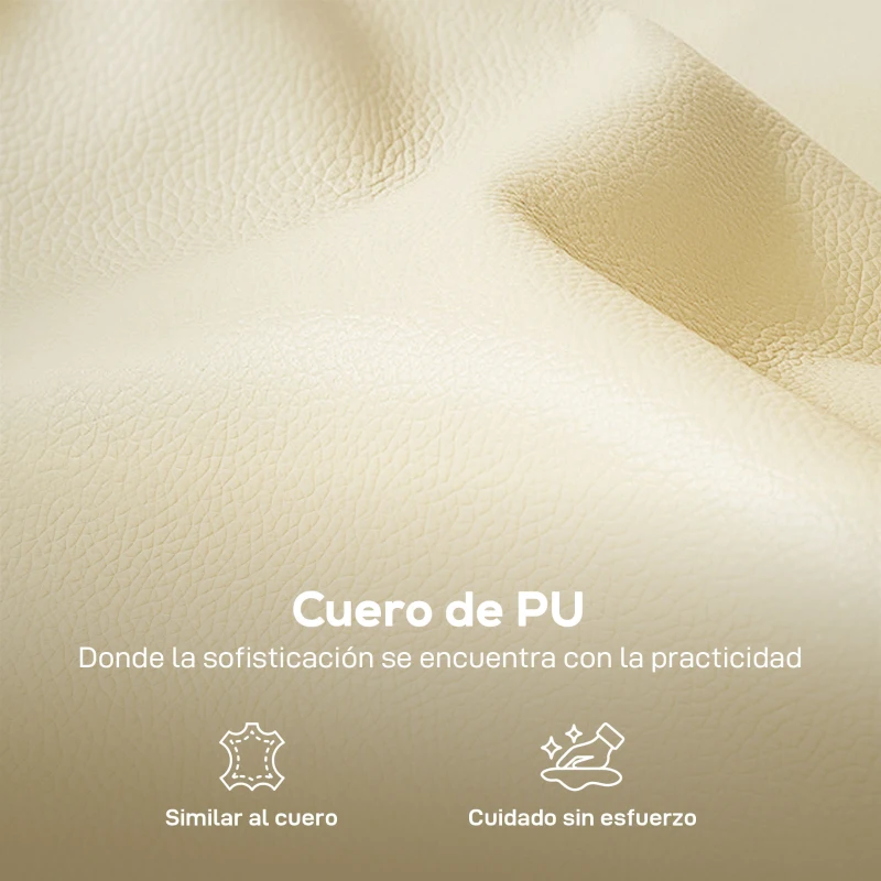 HOMCOM Butaca de Salón Tapizada en Cuero Sintético Sillón Relax con Reposabrazos Acolchado Grueso para Dormitorio Beige