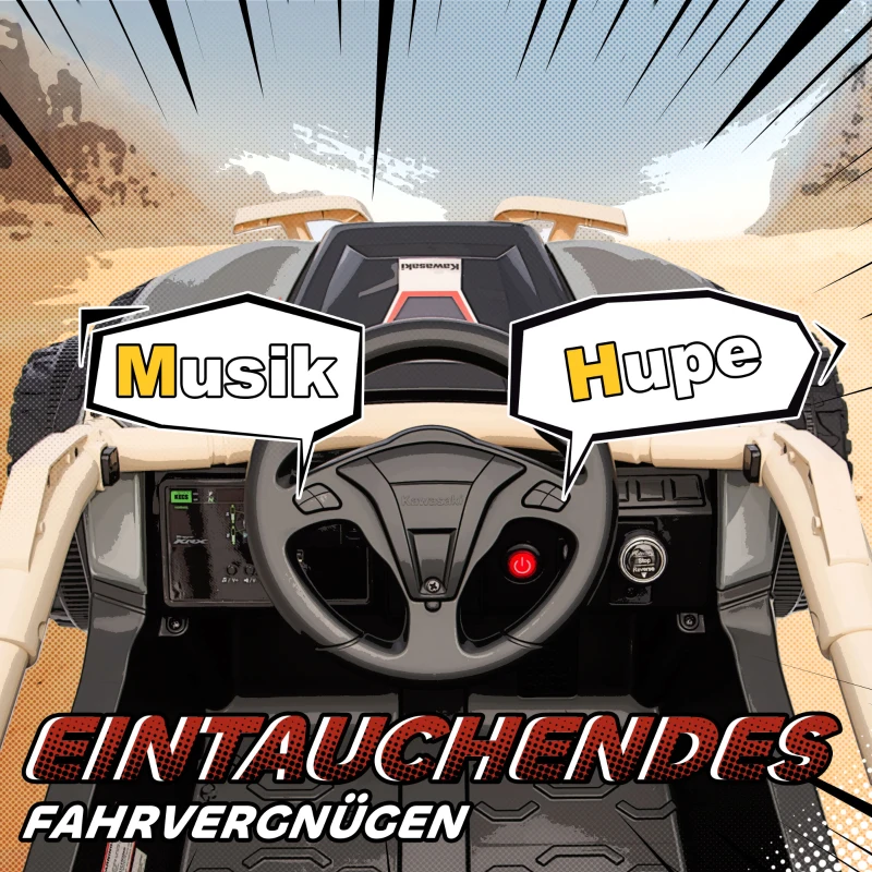 AIYAPLAY 12V Elektrisches Geländefahrzeug für Kinder, Fernbedienung, LED-Lichter, Musik, Hupe, für Kinder von 3-8 Jahren, Gelb