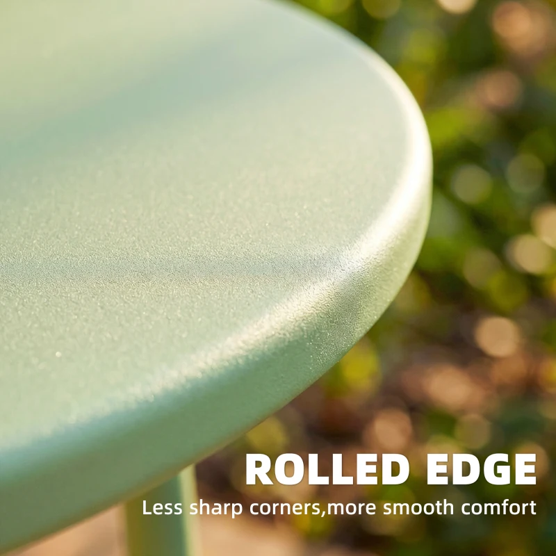 Outsunny 48 cm Round Garden Side Table, Small Metal Outdoor Garden Table with Rolled Edge, Green