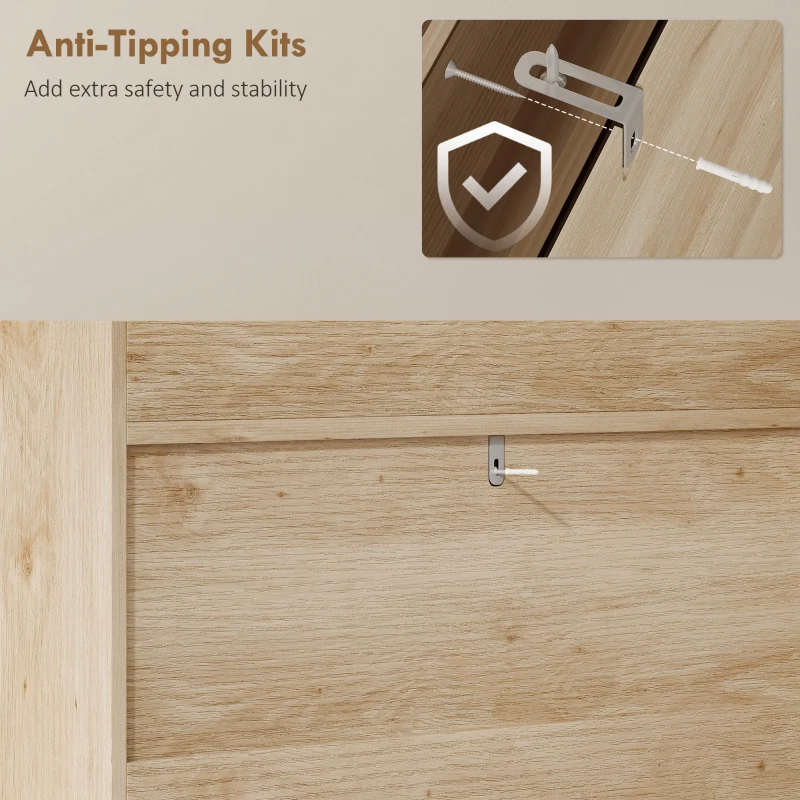 HOMCOM Móvel para sapatos 12 pares, armário para sapatos, 2 gavetas basculantes, portas em vime e prateleiras ajustáveis, carvalho