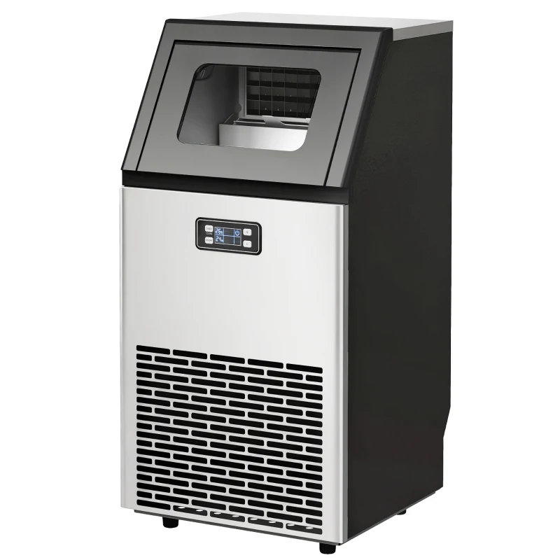 HOMCOM Máquina de Cubos de Gelo Comercial 45 kg/24 h com Reservatório de 11 kg Ecrã LCD para Restaurante