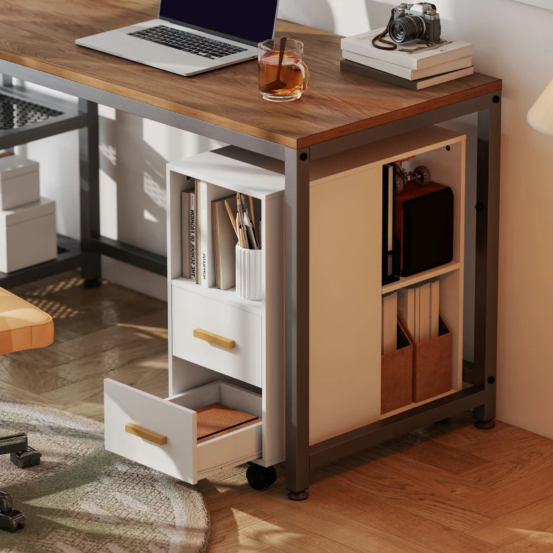 HOMCOM Suporte para Impressora Mesa com Prateleira Ajustável Jantes para Fax e Digitalizador 60x30x65 cm Branco