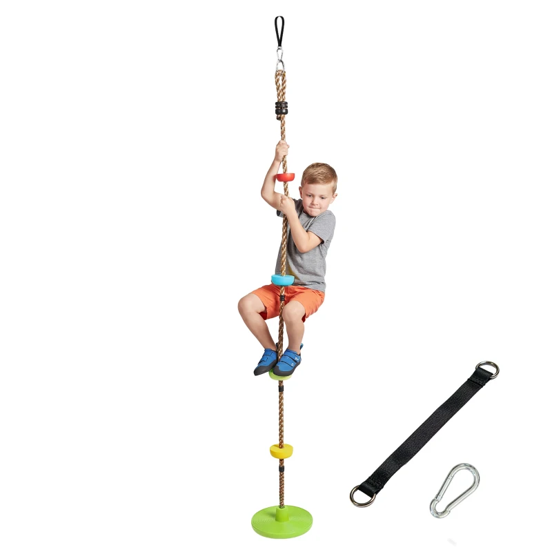 AIYAPLAY Corda de escalada Balanço 1,9 m, Balanço com disco para crianças com plataforma, cinta e mosquetão, Verde
