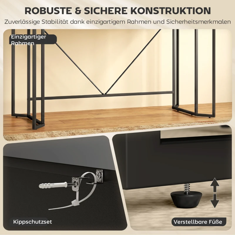 HOMCOM Mesa de computador compacta com 2 gavetas, secretária com amplo tampo 120 x 60 x 77 cm Preto