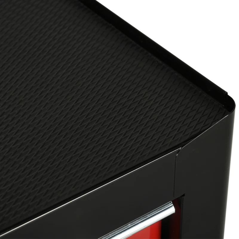 HOMCOM Carrinho de ferramentas com rodas, servante de oficina em aço 5 gavetas fechável 2 chaves, 61,5 x 33 x 82,5 cm, vermelho