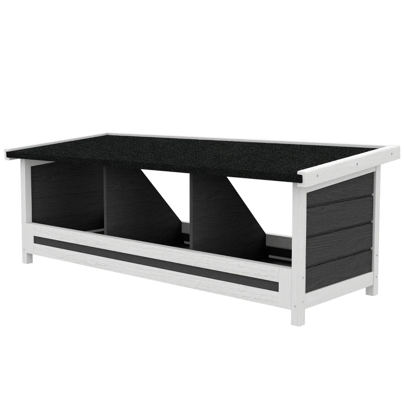 PawHut Ninho para Galinhas com 3 Compartimentos com Base Elevada e Telhado em Madeira e Betume 95x37x34 cm Cinza