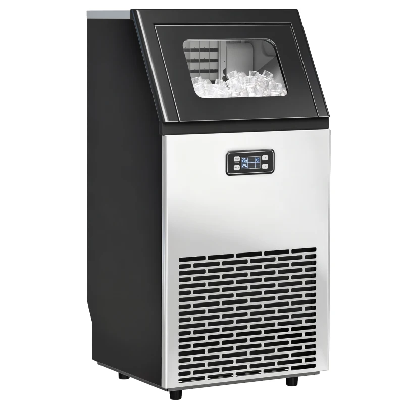 HOMCOM Máquina de Cubos de Gelo Comercial 45 kg/24 h com Reservatório de 11 kg Ecrã LCD para Restaurante