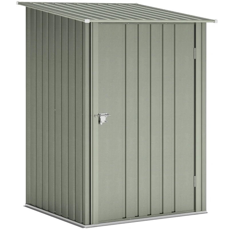 Outsunny Casinha de Jardim Abrigo para Ferramentas em Aço Galvanizado com Porta de Batente, 100x104x160 cm, Cinza prateado