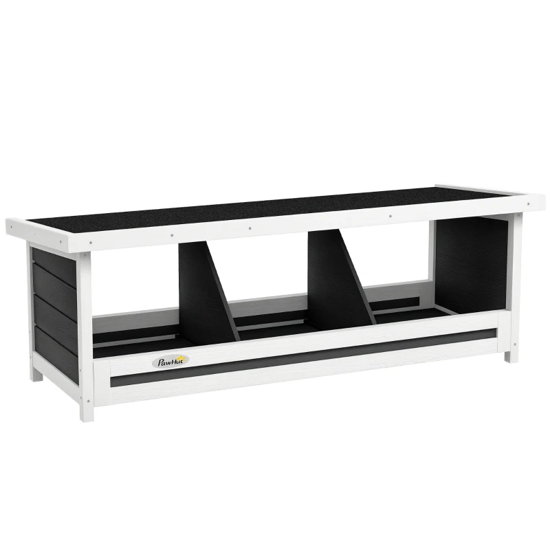 PawHut Ninho para Galinhas com 3 Compartimentos com Base Elevada e Telhado em Madeira e Betume 95x37x34 cm Cinza